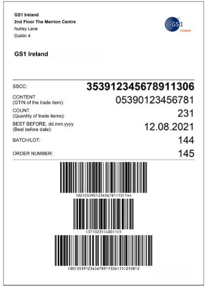 SSCC example label with edge